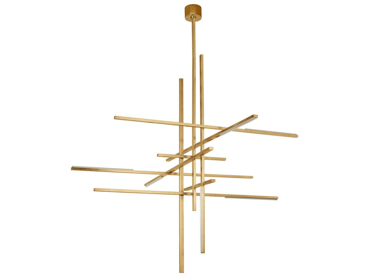 Visual Comfort Modern 7-Light Cityscape Geometric LED Chandelier in Natural Brass