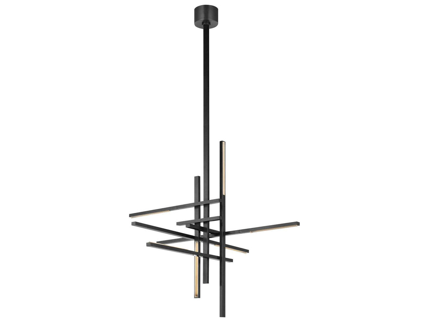 Visual Comfort Modern Cityscape 6-Light Bronze LED Chandelier with Crystal Shades