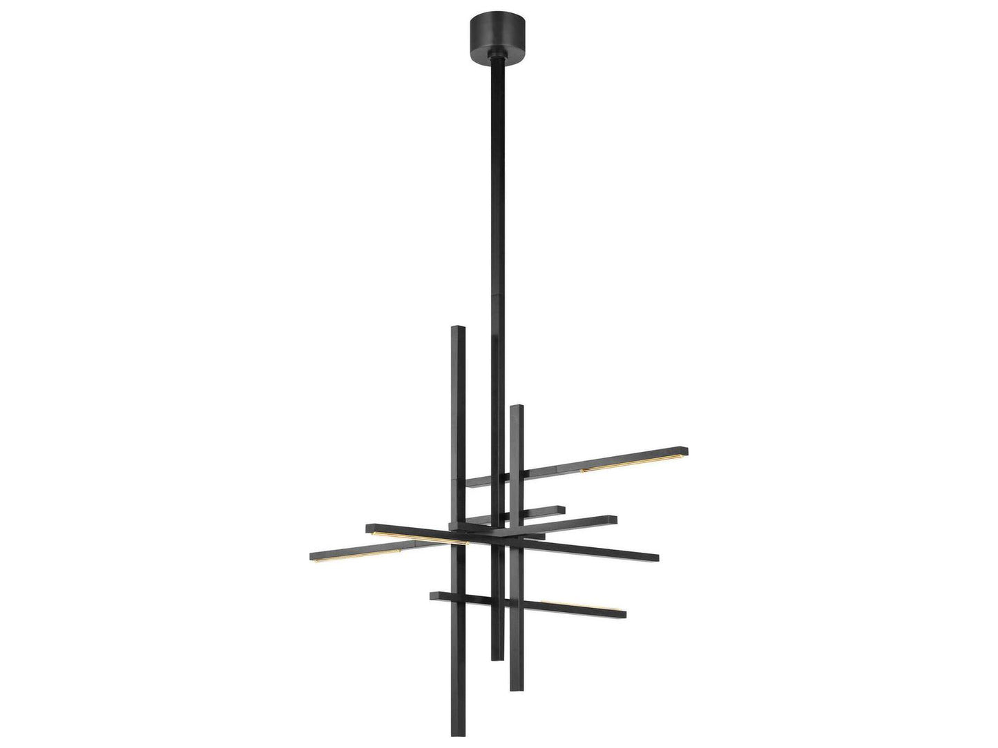 Visual Comfort Modern Cityscape 6-Light Bronze LED Chandelier with Crystal Shades