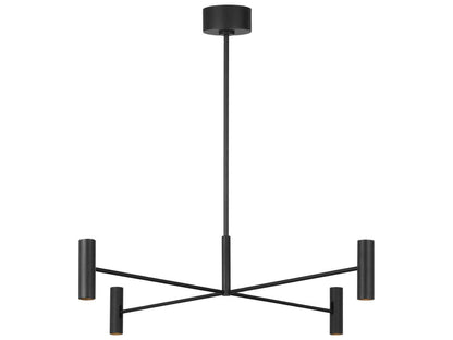 Visual Comfort Modern 8-Light Ponte LED Chandelier in Nightshade Black