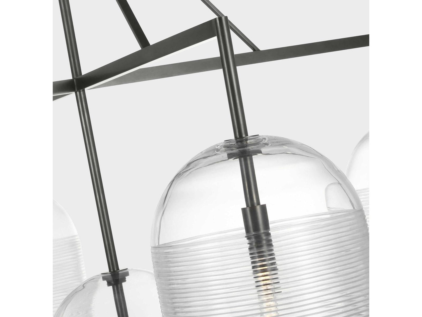 Visual Comfort Modern Leano 5-Light Chandelier in Bronze with Ribbed Glass