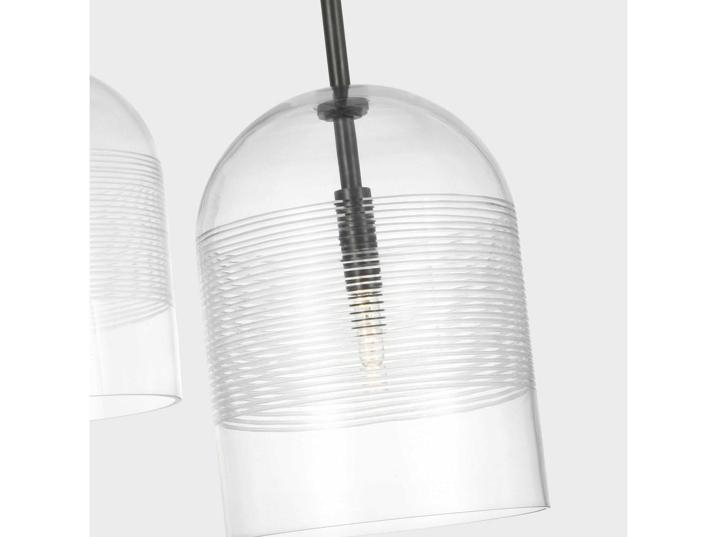 Visual Comfort Modern Leano 5-Light Chandelier in Bronze with Ribbed Glass