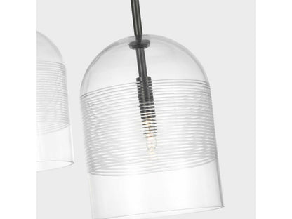 Visual Comfort Modern Leano 5-Light Chandelier in Bronze with Ribbed Glass