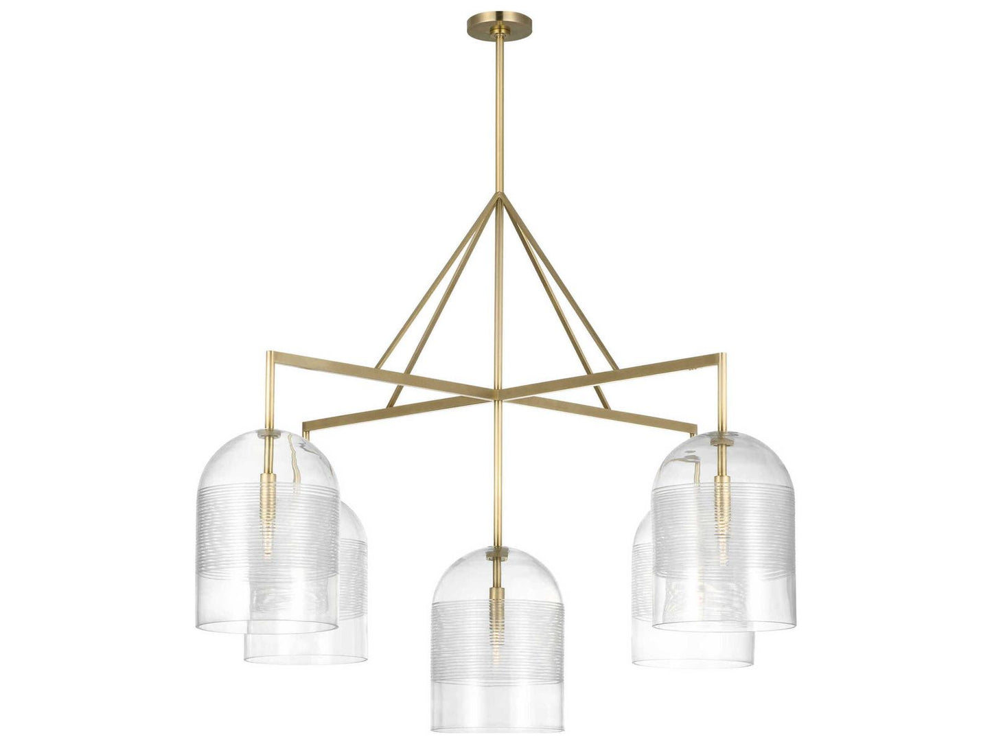 Visual Comfort Modern 5-Light Leano Chandelier in Hand-Rubbed Antique Brass