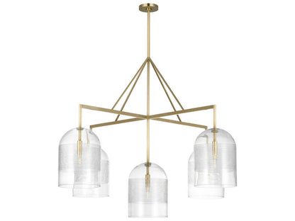 Visual Comfort Modern 5-Light Leano Chandelier in Hand-Rubbed Antique Brass