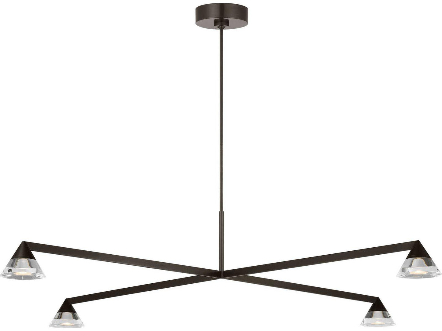 Visual Comfort Modern Midrand 4-Light LED Chandelier in Bronze with Crystal Diffusers