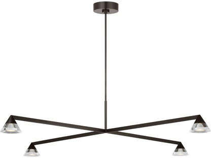 Visual Comfort Modern Midrand 4-Light LED Chandelier in Bronze with Crystal Diffusers