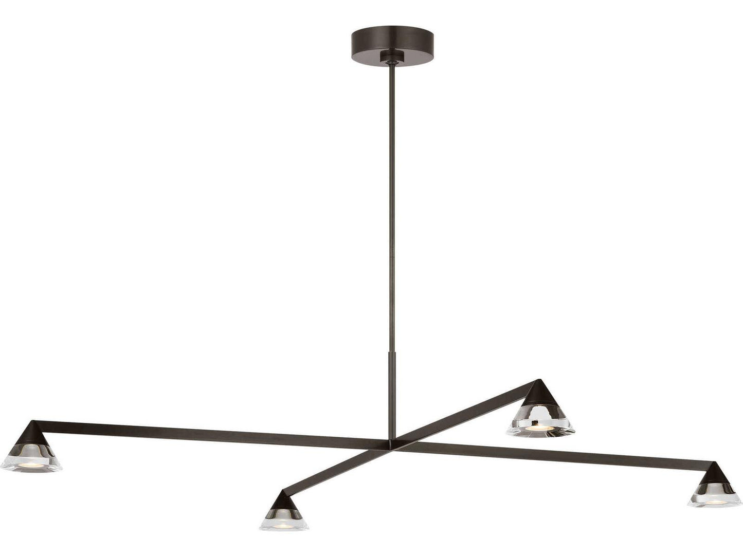 Visual Comfort Modern Midrand 4-Light LED Chandelier in Bronze with Crystal Diffusers