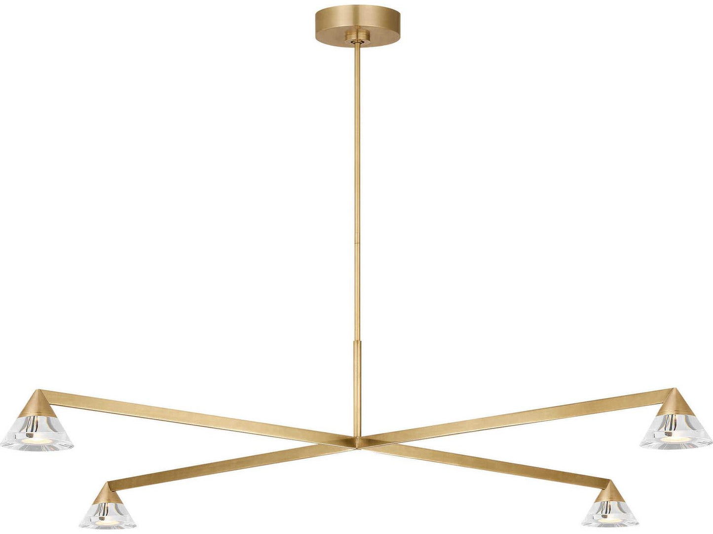 Visual Comfort Modern 4-Light Midrand LED Linear Chandelier in Hand-Rubbed Antique Brass