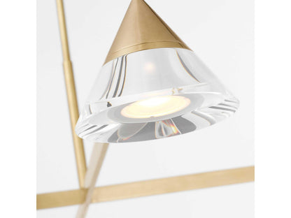 Visual Comfort Modern 4-Light Midrand LED Linear Chandelier in Hand-Rubbed Antique Brass