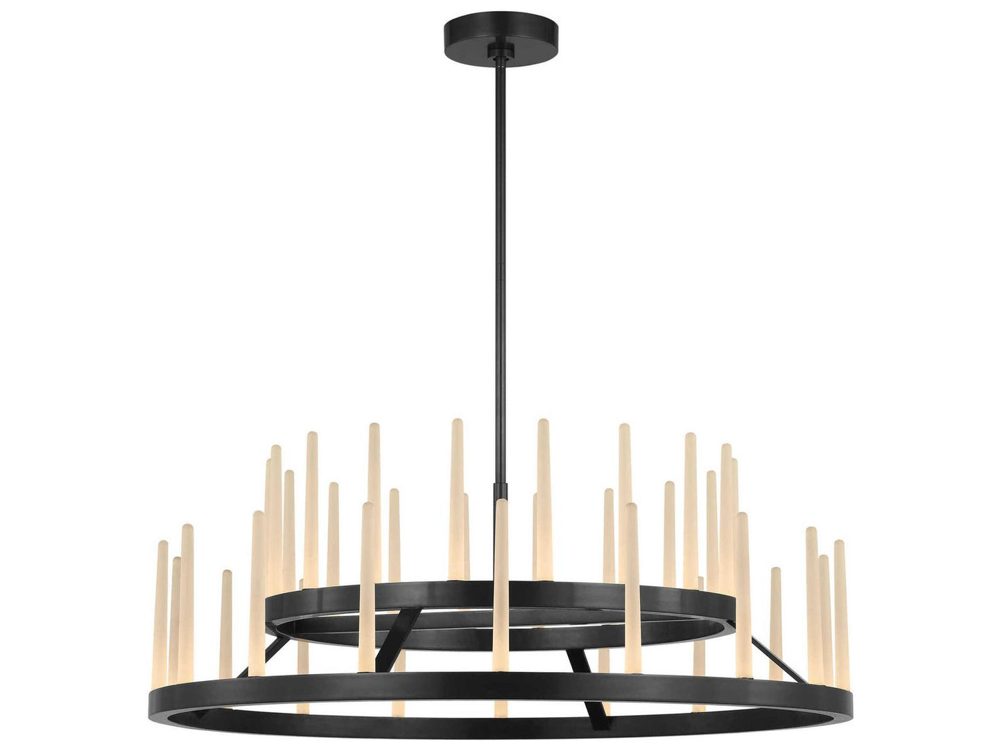 Visual Comfort Modern Sagrada 36-Inch 36-Light Two-Tier Chandelier in Bronze with Etched Crystal