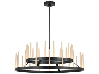 Visual Comfort Modern Sagrada 36-Inch 36-Light Two-Tier Chandelier in Bronze with Etched Crystal