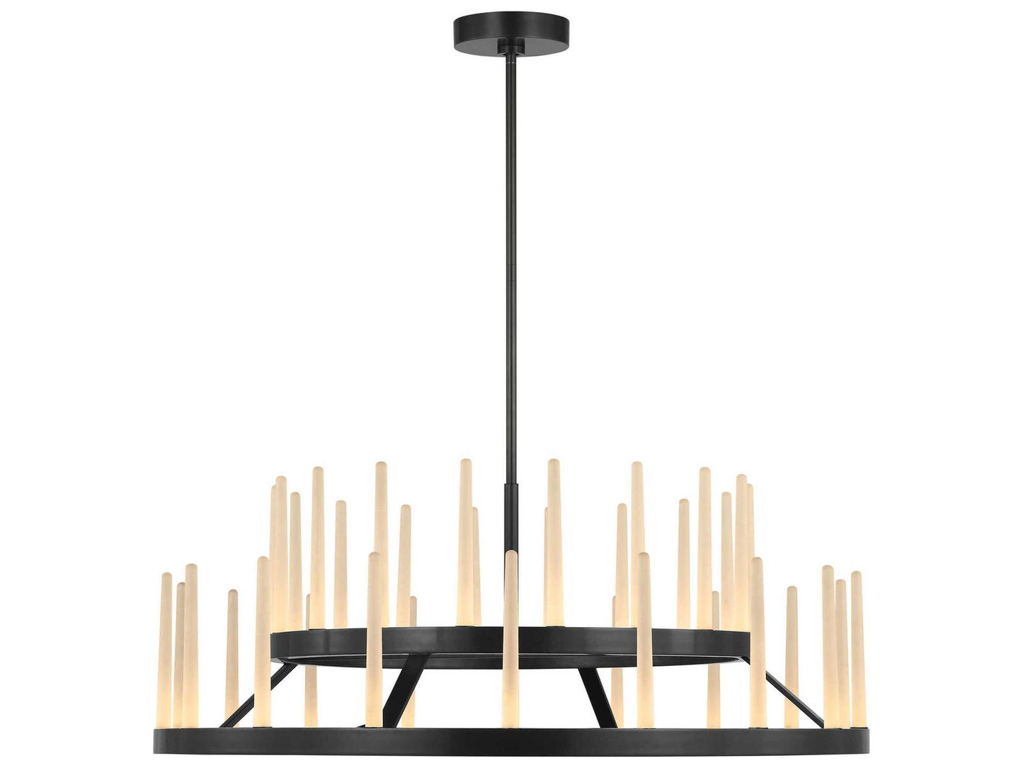 Visual Comfort Modern Sagrada 36-Inch 36-Light Two-Tier Chandelier in Bronze with Etched Crystal