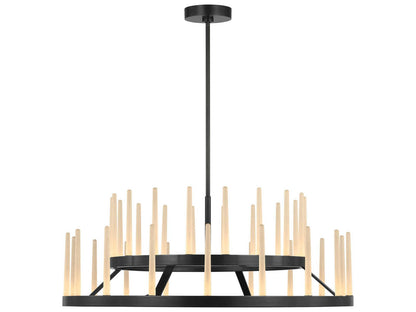 Visual Comfort Modern Sagrada 36-Inch 36-Light Two-Tier Chandelier in Bronze with Etched Crystal