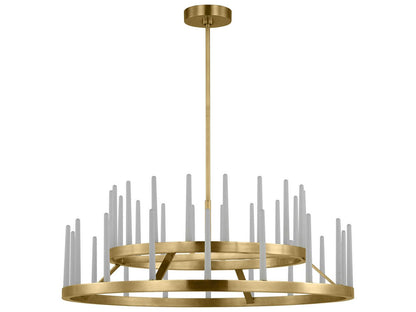 Visual Comfort Modern 36-Light Sagrada Two-Tier Chandelier in Hand-Rubbed Antique Brass
