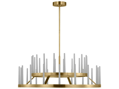 Visual Comfort Modern 36-Light Sagrada Two-Tier Chandelier in Hand-Rubbed Antique Brass