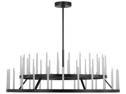 Visual Comfort Modern Sagrada 52-Light LED Chandelier in Bronze with Etched Crystal