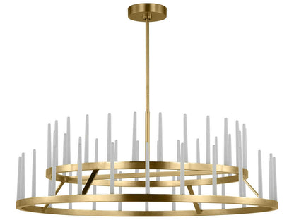Visual Comfort Modern Sagrada 49-Inch Two-Tier Chandelier Hand-Rubbed Antique Brass