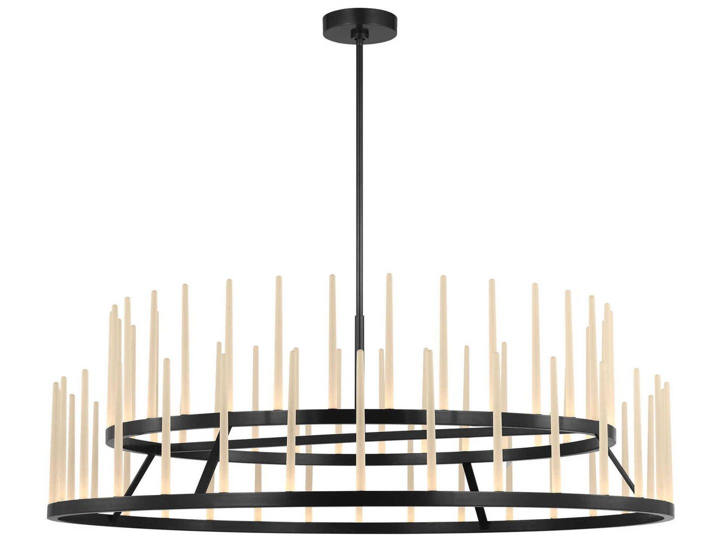 Visual Comfort Modern Sagrada 64-Light Two-Tier Chandelier in Bronze with Etched Crystal