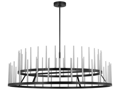 Visual Comfort Modern Sagrada 64-Light Two-Tier Chandelier in Bronze with Etched Crystal