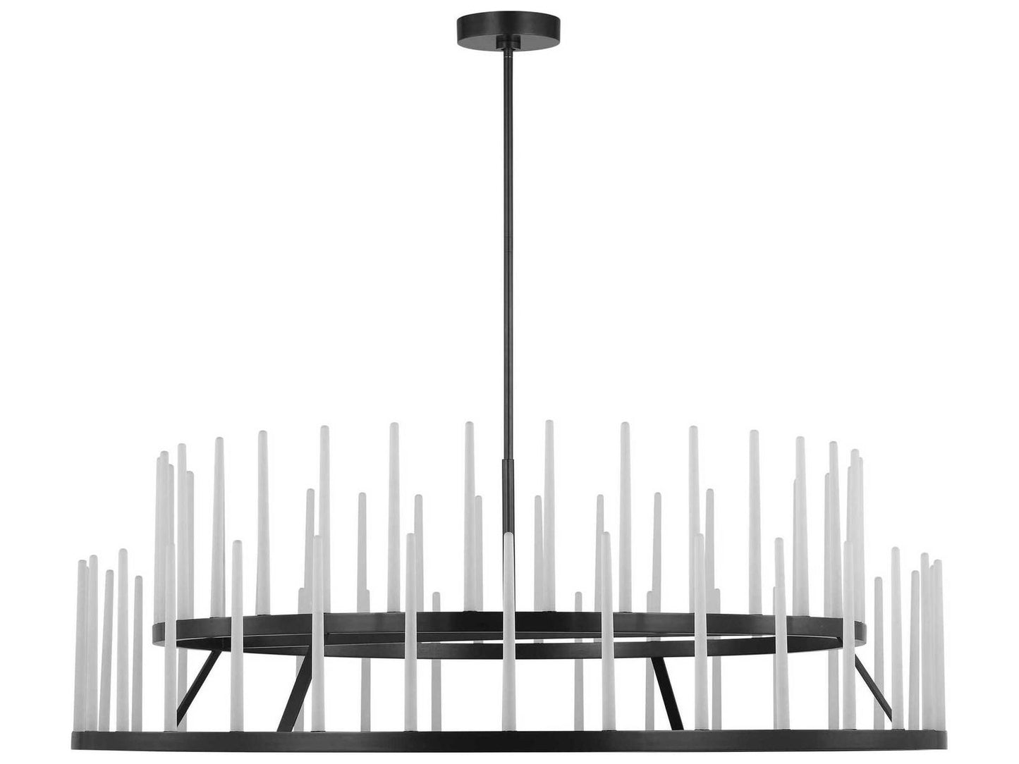 Visual Comfort Modern Sagrada 64-Light Two-Tier Chandelier in Bronze with Etched Crystal