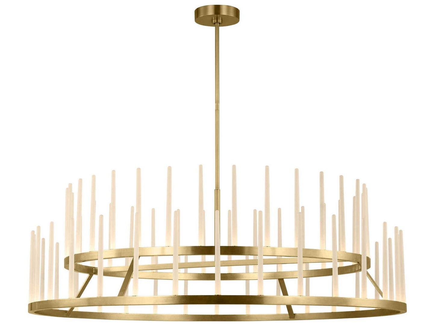 Visual Comfort Modern Sagrada 60-Inch 64-Light Two-Tier Chandelier in Hand-Rubbed Antique Brass