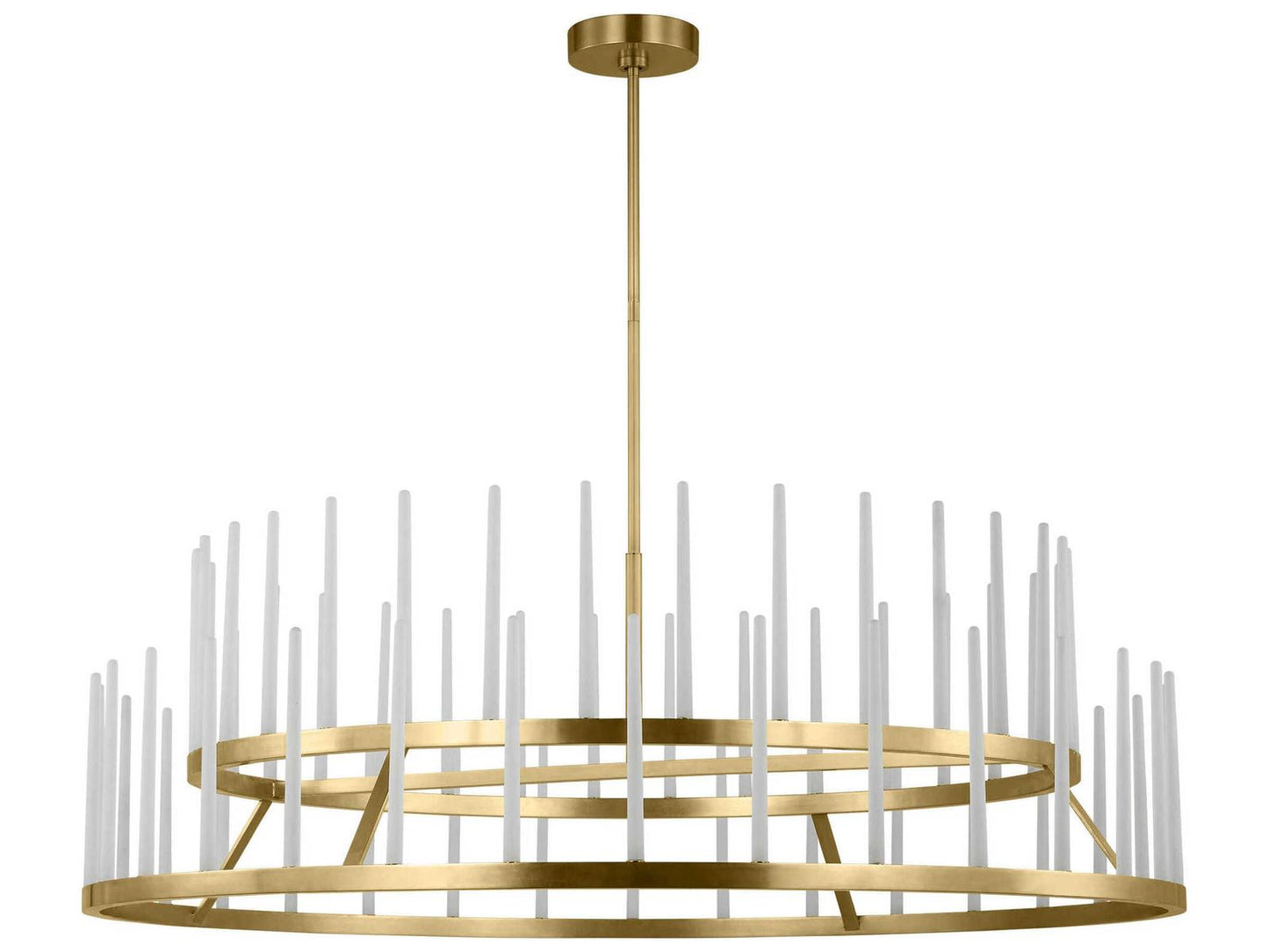 Visual Comfort Modern Sagrada 60-Inch 64-Light Two-Tier Chandelier in Hand-Rubbed Antique Brass