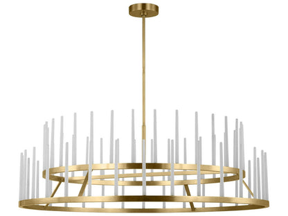 Visual Comfort Modern Sagrada 60-Inch 64-Light Two-Tier Chandelier in Hand-Rubbed Antique Brass