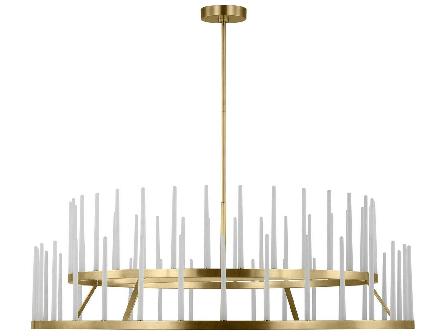 Visual Comfort Modern Sagrada 60-Inch 64-Light Two-Tier Chandelier in Hand-Rubbed Antique Brass