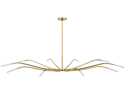 Visual Comfort Modern Lajos 10-Light LED Chandelier Hand-Rubbed Antique Brass with Crystal
