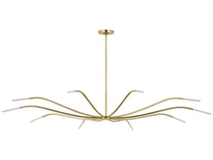 Visual Comfort Modern Lajos 10-Light LED Chandelier Hand-Rubbed Antique Brass with Crystal