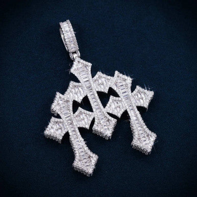 Moissanite VVS Triple Cross Pendant  Titan