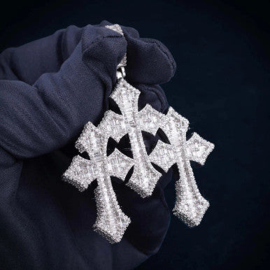 Moissanite VVS Triple Cross Pendant  Titan