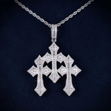 Moissanite VVS Triple Cross Pendant  Titan