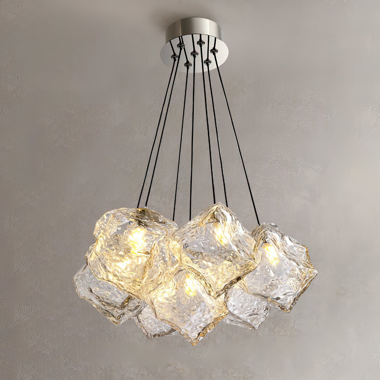 Vasare Chandelier 7 heads ∅ 13.8″ x H 59″ / Clear Glass Chandelier