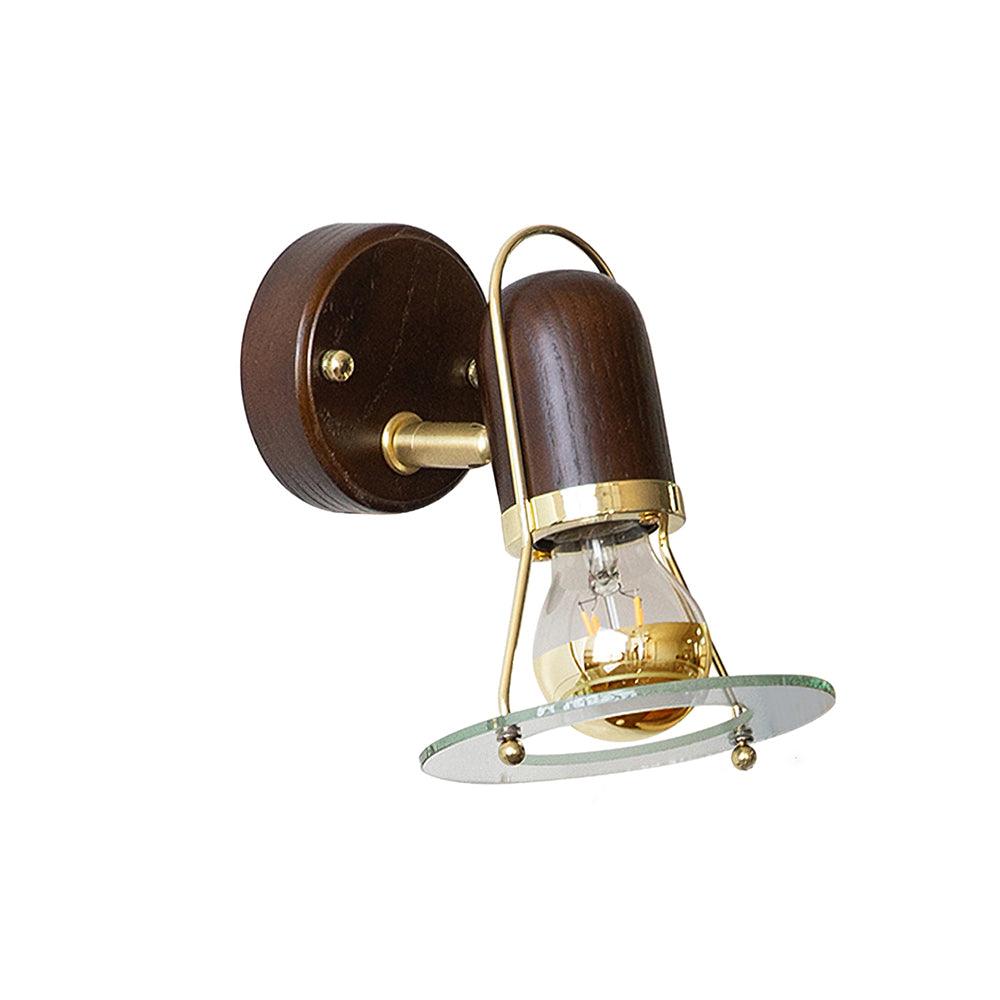 Vaughan Wall Light Model A: ∅ 5.5″ x W 7.9″ x H 7.9″ / Dia 14cm x W 20cm x H 20cm / Gold & Walnut color Wall lamp