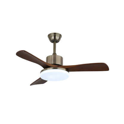 Vega Ceiling Fan Light ∅ 42″ x H 11″ (Wooden blades) / Bronze & Walnut Wood / Three-color Changing Light 1001 Ceiling