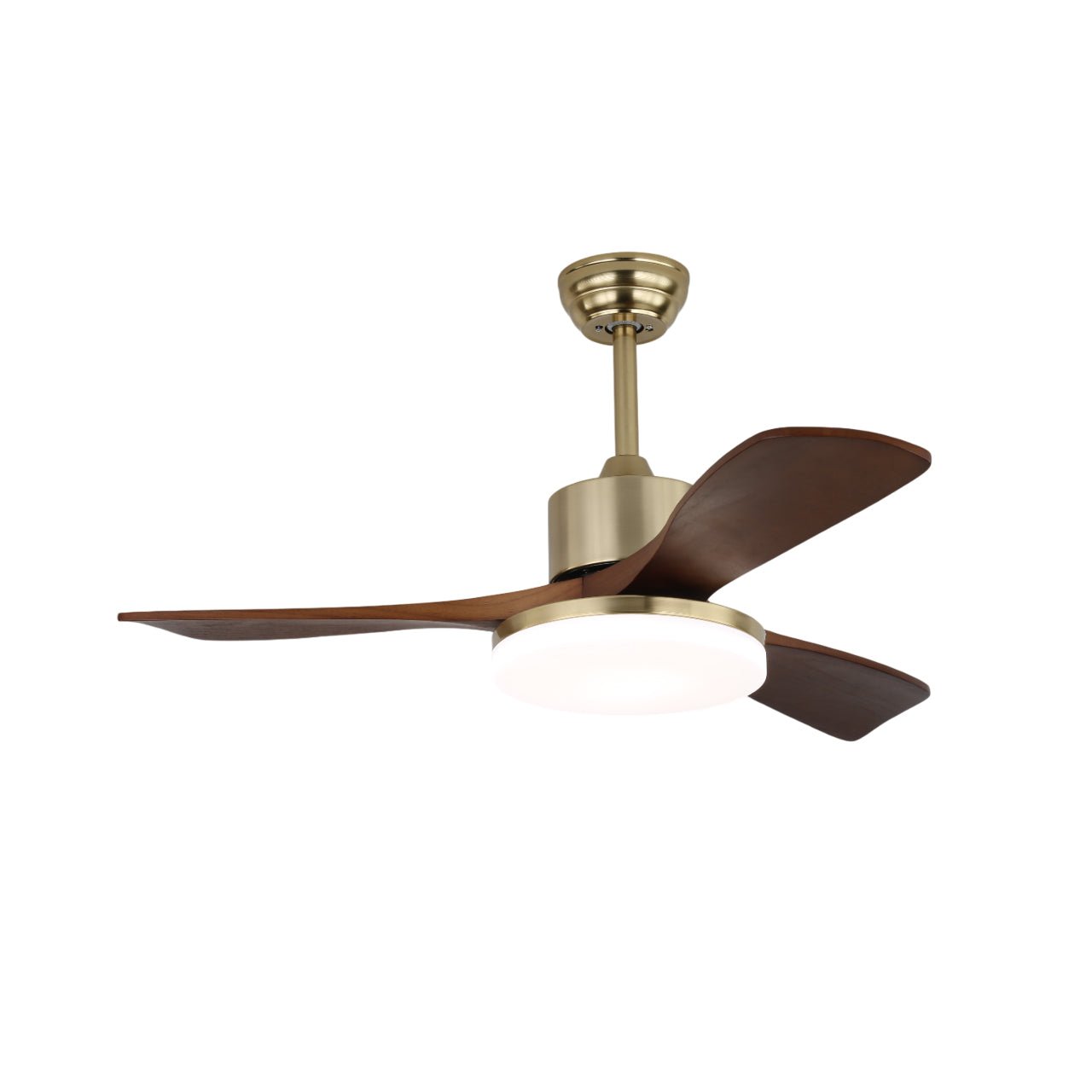 Vega Ceiling Fan Light ∅ 42″ x H 11″ (Wooden blades) / Gold & Walnut Wood / Three-color Changing Light 1001 Ceiling fan