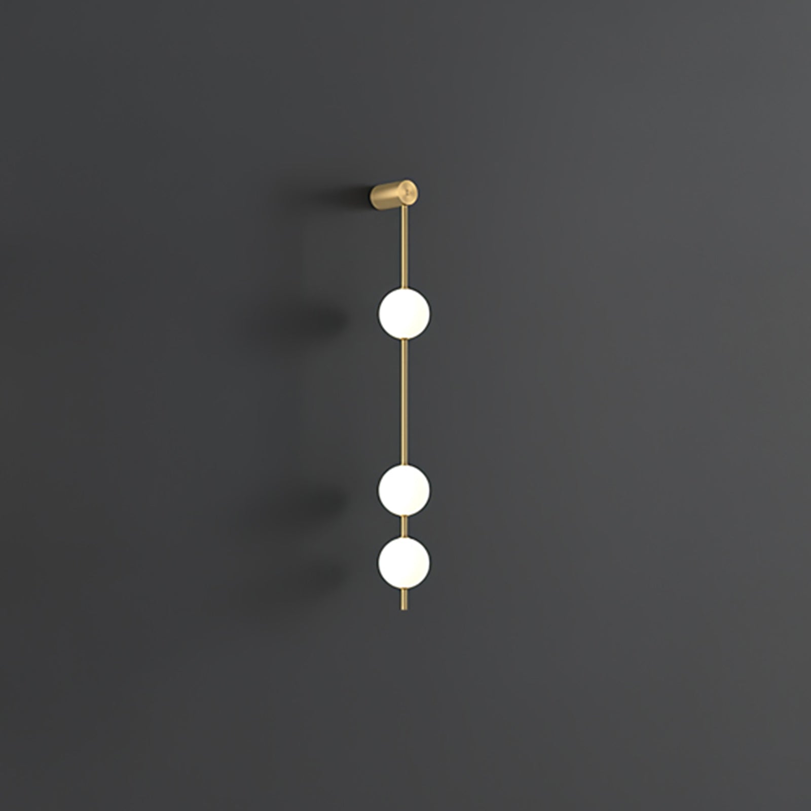 Vertical Balls Wall Lamp 3 Lamps: ∅ 4.7″ x H 40.6″ / Dia 12cm x H 103cm / Brass & Plastic ball / Warm White Wall lamp