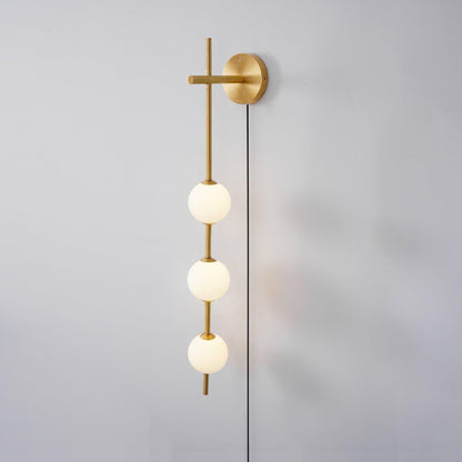 Vertical Globe Plug-in Wall Lamp ∅ 3.9″ x H 30.7″ / Dia 10cm x H 78cm / Brass & Plastic ball / US Plug 1001 Wall lamp