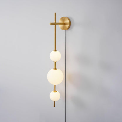 Vertical Globe Plug-in Wall Lamp ∅ 5.9″ x H 33.5″ / Dia 15cm x H 85cm / Brass & Plastic ball / US Plug 1001 Wall lamp