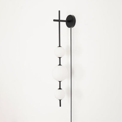Vertical Globe Plug-in Wall Lamp ∅ 5.9″ x H 33.5″ / Dia 15cm x H 85cm / Black & Plastic ball / US Plug 1001 Wall lamp