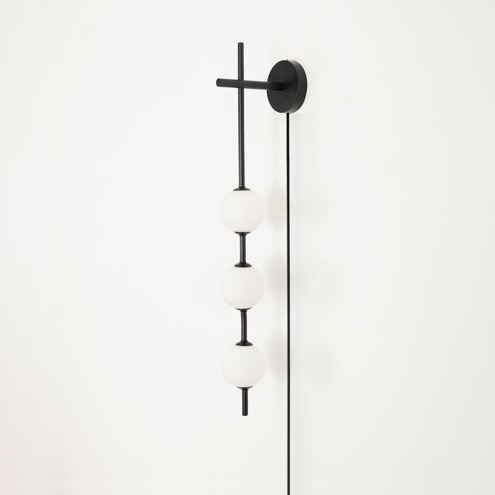 Vertical Globe Plug-in Wall Lamp ∅ 3.9″ x H 30.7″ / Dia 10cm x H 78cm / Black & Plastic ball / US Plug 1001 Wall lamp