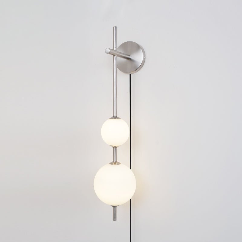 Vertical Globe Plug-in Wall Lamp ∅ 5.9″ x H 25.6″ / Dia 15cm x H 65cm / Nickel & Plastic ball / US Plug 1001 Wall lamp
