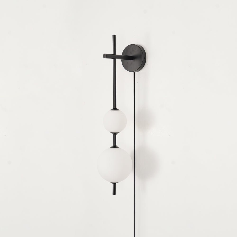 Vertical Globe Plug-in Wall Lamp ∅ 5.9″ x H 25.6″ / Dia 15cm x H 65cm / Black & Plastic ball / US Plug 1001 Wall lamp