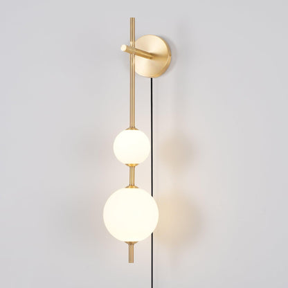 Vertical Globe Plug-in Wall Lamp ∅ 5.9″ x H 25.6″ / Dia 15cm x H 65cm / Brass & Plastic ball / US Plug 1001 Wall lamp