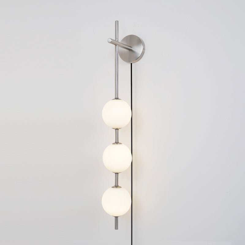 Vertical Globe Plug-in Wall Lamp ∅ 3.9″ x H 30.7″ / Dia 10cm x H 78cm / Nickel & Plastic ball / US Plug 1001 Wall lamp