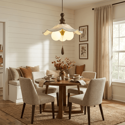 Vintage Scalloped Floral Pendant Light