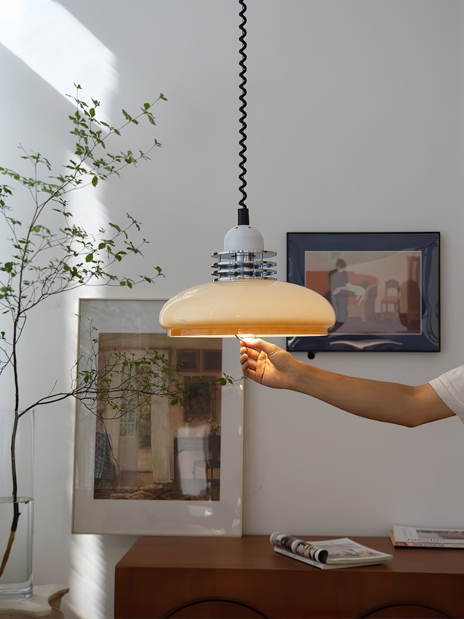 Vistosi Pendant Lamp ∅ 13.8″ x H 9.8″ / Dia 35cm x H 25cm / Chrome & Orange gradient Pendant light