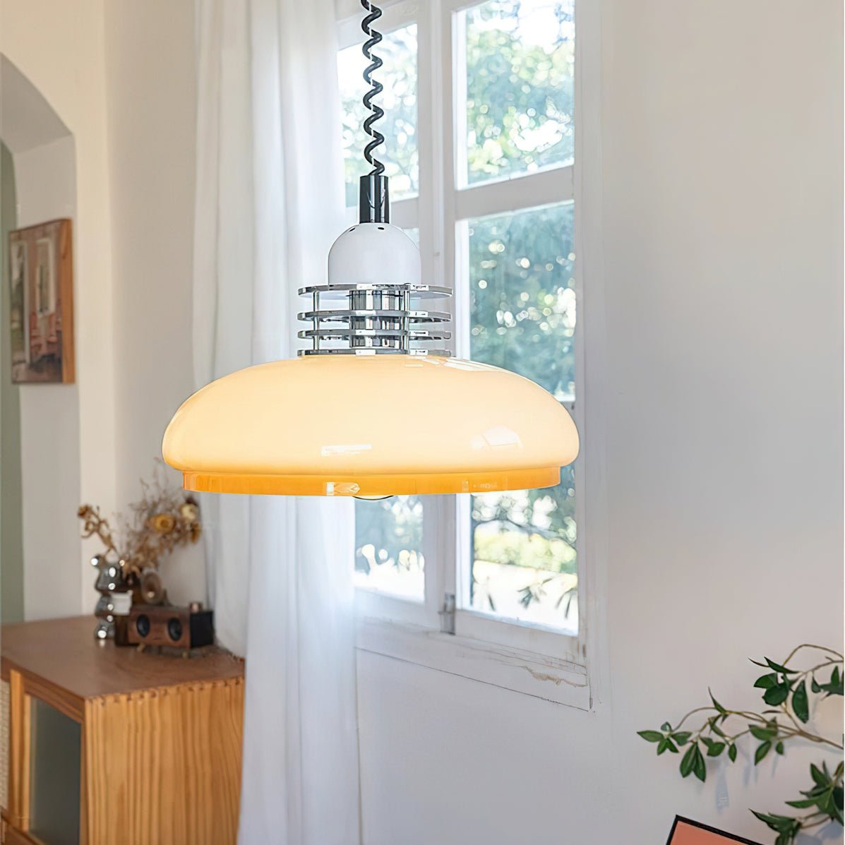 Vistosi Pendant Lamp ∅ 13.8″ x H 9.8″ / Dia 35cm x H 25cm / Chrome & Orange gradient Pendant light